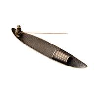 Incense Holder with Ash Catcher, Fishing Boat Design in Antique Bronze, For Meditation and Yoga Practice, Home Office Decoration, Aromatherapy and Relaxation Spaces, Durable Heat-Resistant Ceramic Con