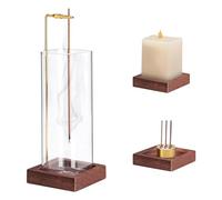 Incense Holder Wooden, Brass Incense Burner Holder with Removable Glass Ash Catcher Incense, Upside-down Ash Catcher for Yoga Spa Meditation Home Decor (Inverted incense burner, Average code)