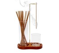 Incense Holder Wooden Upside Down for Sticks with Glass Ash Catcher, Suitable for Meditation, Yoga, Spa, Tea, Zen Meditation and Home Relaxation