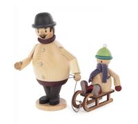 Incense Man With Mäxchen On Sleigh New Height 16.5Cm Sleigh Ride Winter Child