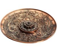 Incense Plate Holder, Dragon Phoenix Incense Plate with a Removable 5-Hole Bracket for Home Decor Yoga (Brass)