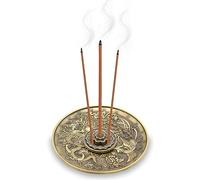 Incense Plate Holder, Dragon Phoenix Incense Plate with a Removable 5-Hole Bracket for Home Decor Yoga (Bronze)