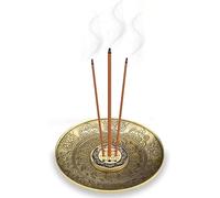 Incense Plate Holder, Flower Pattern Incense Plate with a Removable 9-Hole Bracket for Home Decor Yoga (Bronze)