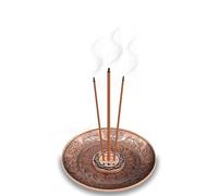 Incense Plate Holder, Flower Pattern Incense Plate with a Removable 9-Hole Bracket for Home Decor Yoga (Brass)
