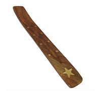 Incense Stand Wooden Ash Catcher with Brass Stars Incense Stick Holder By HomeAdorable (Brown)