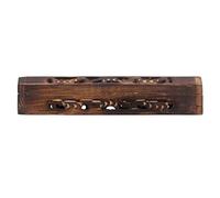 Incense Stick Burner - Box Holder For Joss Sticks And Dhoop Cones Wooden Burners With Ash Catcher And Brass Inlay Stick Holders For Aromatherapy, Home Office, Ornamental, Yoga (Open Cut Pattern)