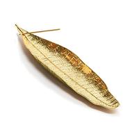 Incense Stick Holder, 8.2 Inch Zinc Alloy Ash Catcher, Leaves Metal Incense Burner for Incense Sticks, Applies to Home, Office, Yoga, Meditation (Gold)