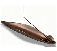 Incense Stick Holder 9" Length Ceramic Ash Cather Tray with 3 Holes Leaf Boat Incense Burner for Counters Yoga Spa Relaxation Meditation Room Office Home Decor Gift for Birthday New Year, Brown