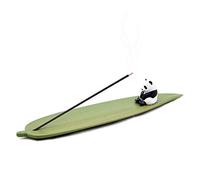 Incense Stick Holder Bamboo Leaf and Panda Ceramics Material Modern Design Incense Ash Catcher Tray Best for Meditation Yoga Home Office