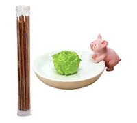 Incense Stick Holder for Burning, Animal Cabbage Resin Sculpture, Cute Incense Holder Statue, for Use in Bedroom, Yoga Room, Entertainment Room, Hotel, Meditation