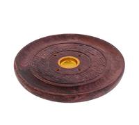 Incense Stick Holder - Incense Holders Round Dish Ash Catchers Natural Wooden Burner For Joss Sticks Ash Catcher Tray Carved Edge Dome Centre Three Leaves Etched Decorative Bowl (Etched Pattern)