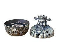 Incense Stick Holder - Incense Stand - Antique Aesthetic Tray Bowl God of Wealth Design for Meditation House Home Spa Yoga Bathroom Outdoor Altar
