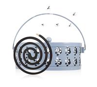 Incense Stick Holder, Mosquito Spiral Holder, Movable Mosquito Coil Holder, Smoking Spirals Anti Mosquito Spiral Box, Portable Metallic Mosquito Coil Holder Holder (Blue)