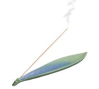 Incense Stick Holder with 3 Holes, Ceramic Leaf Design Incense Stick Holder, Elegant Home Decor for Meditation and Yoga Spaces, Green 10-Inch Incenses Ash Catcher