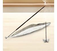Incense Stick Holders Ash Catchers Sliver Alloy Leaf Incense Burner Plate with Flower Tray Small Size 8.6inch