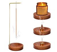 Incense Stick Holders, Incense Holder, Insensé Sticks Holder, Joss Stick Holder Upside down Wooden Detachable 9-Hole Brass Burner for Home, Office, Yoga, Meditation Spa Tea House