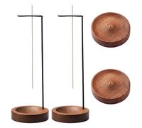 Incense Stick Holders, Upside Down Incense Holder with Clips and Ebony Wood Base, Ideal for Yoga Meditation Home Office Decor, Insence-Stick Holder Set of Four Pieces with Ash Catcher Design