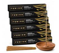 Incense Sticks Saffron Sandalwood 84 Pack 6 Boxes - Handmade Low-Smoke