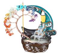 Incense Waterfall Moon Backflow Incense Burner Ceramic Incense Holders 7 Chakras Crystal Tree Incense Holder Namaste Yoga Meditation and Home Decor