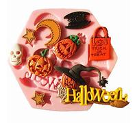 Inception Pro Infinite SA078 - Silicone mold for halloween food use - pumpkin - witch - bat - skull - star - Sugar paste - Fondant - Cakes - Pancake - Muffin