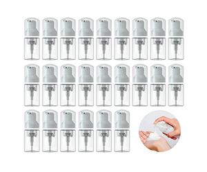 INCETUE 24 Pcs Small Foam Pump Bottles, 30ml Travel Lash Shampoo Bottle, Portable Mini Empty Foaming Soap Dispenser, Refillable Plastic Hand Lotion Container for Cleanser (Clear)