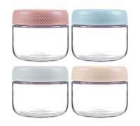 INCETUE 250 ml/8 oz Glass Clear Storage Canister with Airtight Lid, 4 Pack Small Cute Decorative Containers Jar for Overnight Oats, Salad, Yogurt, Cereal, Fruit, Snacks, Spice, Sugar, Coffee, Candy