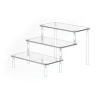 INCETUE 3 Tier Clear Riser Acrylic Display Stands, 20cm Perfume Stand Organiser Display Shelf, 5mm Thick Tiered Rack for Fragrance, Aftershave, Makeup, Desserts, Collectibles
