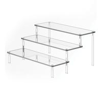 INCETUE 3 Tier Clear Riser Acrylic Display Stands, 30cm Perfume Stand Organiser Display Shelf, 5mm Thick Tiered Rack for Fragrance, Aftershave, Makeup, Desserts, Collectibles