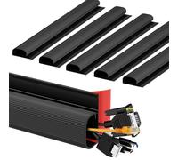 INCETUE 6 Pcs Under Desk Cable Management, 15.7in Cable Management Tray, Wire Cord Cover Organizer Cable Concealer for Home, Office, Internet Cafe, Study, Kitchen - Black