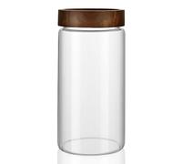 INCETUE Glass Storage Jars with Wooden Lids, 1200ml Large Clear Airtight Storage Canisters with Screw Top, 1.2 Litre Kitchen Pantry Containers for Flour, Sugar, Cereal, Pasta, Pickling, Bulk Food