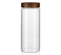 INCETUE Glass Storage Jars with Wooden Lids, 1500ml Large Clear Airtight Storage Canisters with Screw Top, 1.5 Litre Kitchen Pantry Containers for Cereal, Spaghetti, Fermenting, Flour, Dry Food
