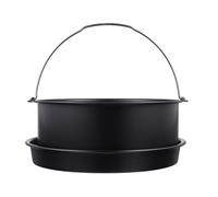 Inch Air Fryer Basket Carbon Steel Pizza Pan Cake Baking Set | Non-stick Coating, Thick Rolled Edges, One-piece Moulding, Comfortable Handling, for Pastry, Meat and Kitchen Baking