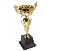 Inch Gold Trophy Cup with Ribbon Metal Sports Competition Award | Sturdy Metal and Plastic Construction, Display-ready Base Included, for Event Organizers and Student Winners