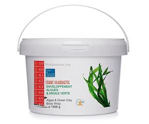 Inch-Loss Green French Clay & Seaweed Wrap - Bucket 1500 g ● Powder Body Mud Wrap ● Detox, Slimming and Anticellulite Body Wrap ● Tummy Waist Mud in Powder ● SPA and Professional Treatment