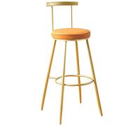 Inches High Barstools PU Leather Stools with Back Kitchen Island Bar Chair, Counter Height Upholstered Seat, Tall Stool for, Breakfast, Pubs (Orange,75cm/30in)