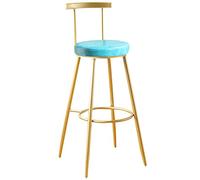 Inches High Barstools PU Leather Stools with Back Kitchen Island Bar Chair, Counter Height Upholstered Seat, Tall Stool for, Breakfast, Pubs (Blue,65cm/26in)