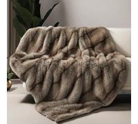 INCHGRASS Faux Mink Fur Blanket Luxury Fur Throw Blanket Sofa Fluffy Blanket Super Warm Elegant Cozy Fuzzy Throw Blankets for Couch,Armchair and Bed Washable Plush Blankets 74"x60" Brown Throw Blanket