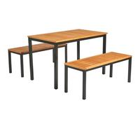 inchture wooden dining table with 2 benches in natural