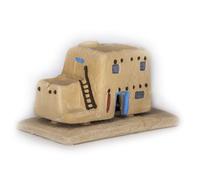 Incienso de Santa Fe - Casa de Adobe Natural Wood Incense Burner includes 20 Pion Incense Bricks - Made in The USA