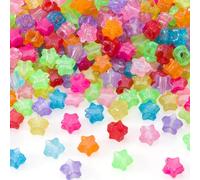 Incinkod 250 Pcs Star Beads, Acrylic Kandi Pony Bead for Bracelets, Cute Bead Charms, Aesthetic Shaped Unique Beads for Jewelry Making, Decoration (0.39×0.39 inch / 10 * 10mm, Colorful,)