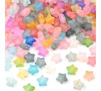 Incinkod 250 Pcs Star Beads, Acrylic Kandi Pony Bead for Bracelets, Cute Bead Charms, Aesthetic Shaped Unique Beads for Jewelry Making, Decoration (Colorful, 0.39×0.39 inch / 10 * 10mm)