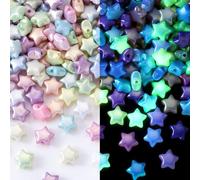 Incinkod 250 Pcs Star Beads, Acrylic Kandi Pony Bead for Bracelets, Cute Bead Charms, Aesthetic Shaped Unique Beads for Jewelry Making, Decoration (Colorful, 0.35×0.35 inch / 9 * 9mm)