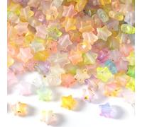 Incinkod 250 Pcs Star Beads, Acrylic Kandi Pony Bead for Bracelets, Cute Bead Charms, Aesthetic Shaped Unique Beads for Jewelry Making, Decoration (0.39×0.39 inch /10×10mm, Colorful)