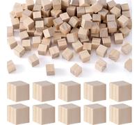 Incinkod 60 Pcs Wooden Blocks, 1/2 Inch Unfinished Blocks for Crafts Wooden Cubes Plain for Baby Shower Blank Wooden Blocks, STEM, Building