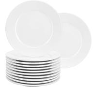 Incisite 12 Pcs Porcelain Plates, 10 inch White Dessert and Appetizer Plates, Round Small White Plate, Ceramic Dessert Plate Set, Microwave and Dishwasher Safe Ceramic Set