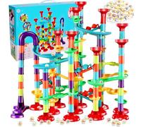 Incisite 197 Pcs Marble Runs, Marble Maze Game Construction Building Blocks Toys for Kids, Marbles Track Race Set Educational Learning Toy Gift for Boys Girls (147Parts + 50Glass Marbles)