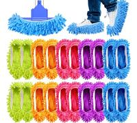 Incisite 20 PCS Mop Slippers, Washable Reusable Mop Shoes, Mops Socks for Floor Cleaning, Microfiber Shoes Cover Cleaning Slippers, Multi Function Soft Dusting Slipper for Women Men House Kitchen