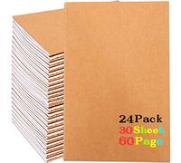 Incisite 24 Pack Kraft Notebooks,Soft Cover Composition Notebooks,A5 Blank Notebook Bulk Set,Travel Journal Set for Travelers, Students,Office,School Supplies,60 Blank Pages,30 Sheets,8.3x5.5 inch