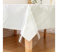 Incisite Clear PVC Table Cloth, Waterproof Wipe Clean Plastic Table Cover, Transparent Tablecloth, Oil Proof Rectangle Tablecloth Protector for Dining Tables Kitchen Picnic Outdoor Indoor (213x153cm)