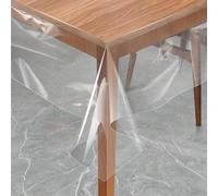 Incisite Clear PVC Tablecloth, 100 X 140 CM Transparent Table Cloth,Clear Table Protector Mat,Waterproof Oil-Proof Plastic Table Cover,Rectangular Tablecloth for Home Dining Room